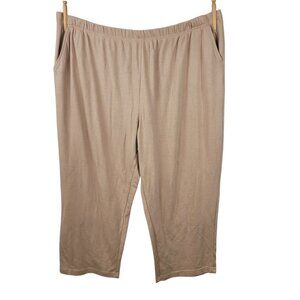 Woman Within Size 4X/5X Petite 34/36 Straight Leg Pull On Pants Stretch Tan
